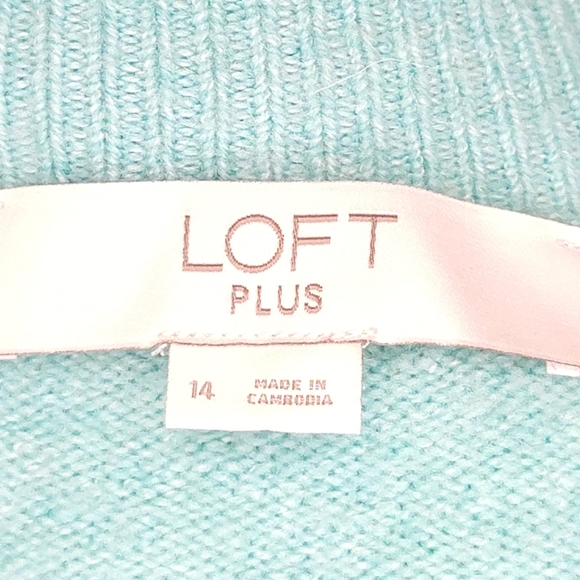 LOFT PLUS Women's Soft Mock Neck Tiffany Blue/Teal Tie Hem Sweater - 14 - Picture 13 of 13